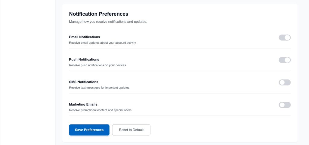 showing uniform blue primary buttons, gray outline secondary buttons