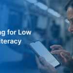 A close-up of a person hesitantly using a smartphone app, illustrating low digital literacy in UX design